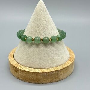 Vintage Adventurine Stone Beaded Stretch Bracelet 6.5 Boho Beach Jewelry
